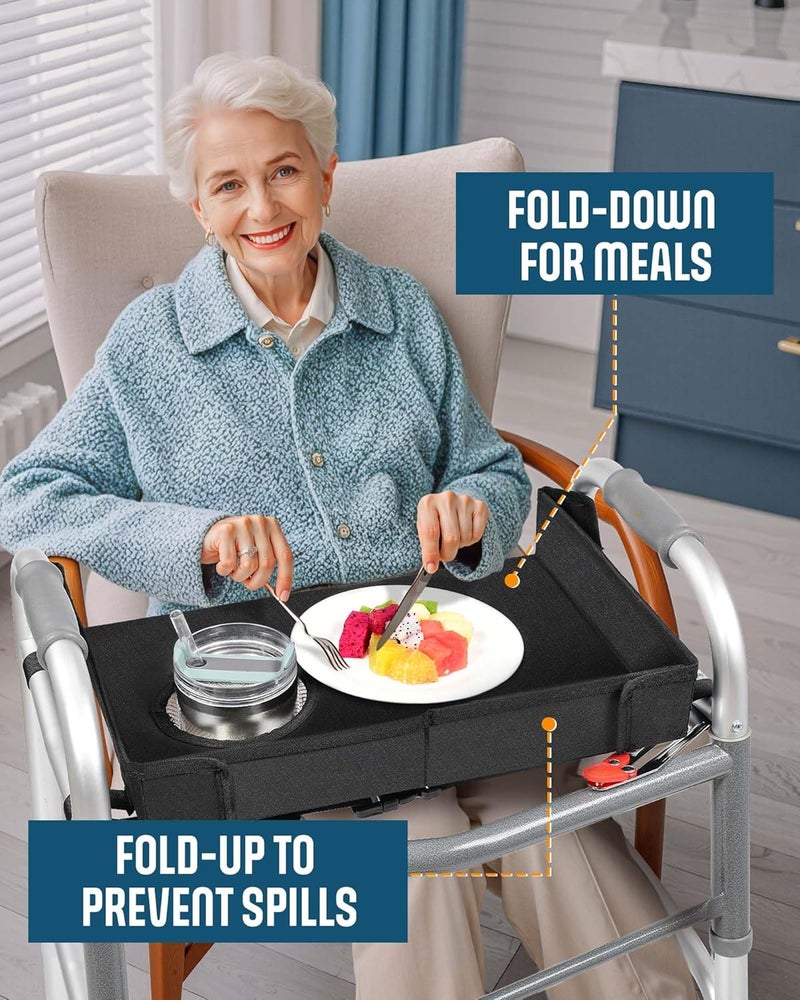 FANGSUN Walker Tray with Cup Holder, Lightweight Detachable Mobility and Walker Accessories Table for Senior, Rollator Tray for Rolling Folding Rollator, Easy Assembly - Image 3